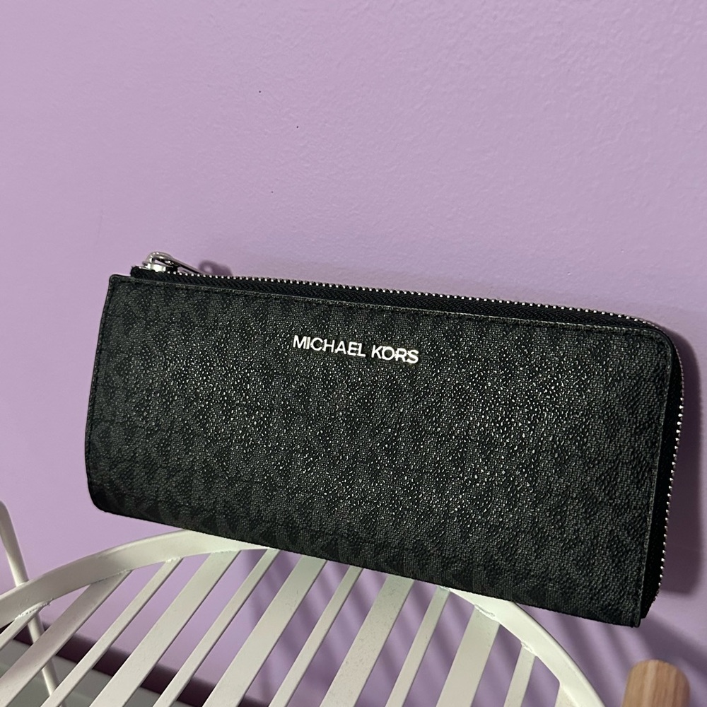 Michael Kors Charcoal Zip-Around Wallet